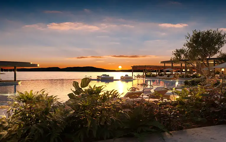 sunset hour at Mandarin oriental, costa navarino