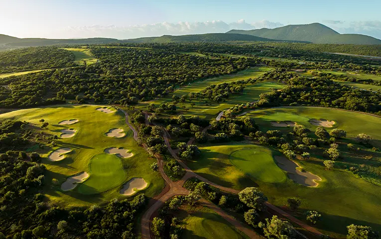aerial photo of golf course at costa navarino
