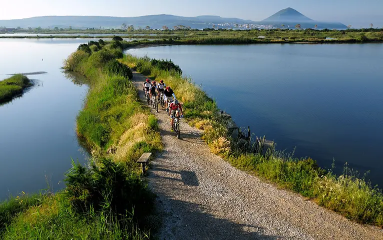 biking at Gialova Lagoon